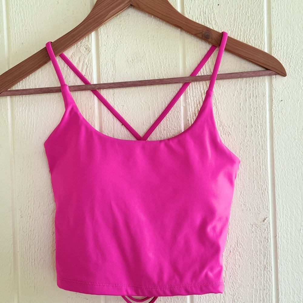 New pink crossback sports yoga bra